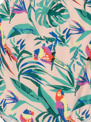Girl's Parrot Pattern Onesie Swimsuit Bowknot Tankini
