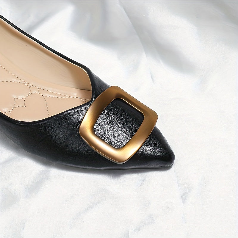 Women's Buckle Decor Flat Shoes Point Toe Soft Sole Shoes Lightweight