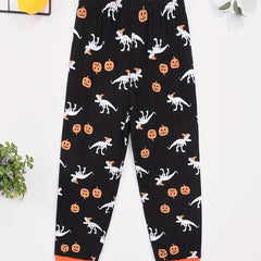Halloween Pumpkin Print Boys Casual Pants