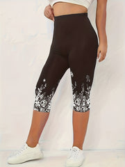 Floral Print Skinny Capris Leggings for Women