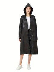 Hooded Waterproof Rain Poncho Drawstring Lightweight Reusable Anti Raincoat