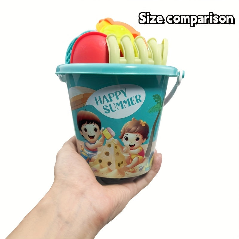 16pcs Colorful PP Sand Toys Buckets Shovels Rakes & Molds