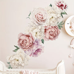 2pcs Peony Flower Wall Stickers Removable Waterproof Vinyl Wall Decals