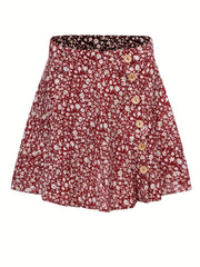 Floral Print Button Front Summer Skirt