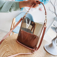 Clear PVC Handbag Set Transparent Women's Crossbody Bucket Bag 2pcs