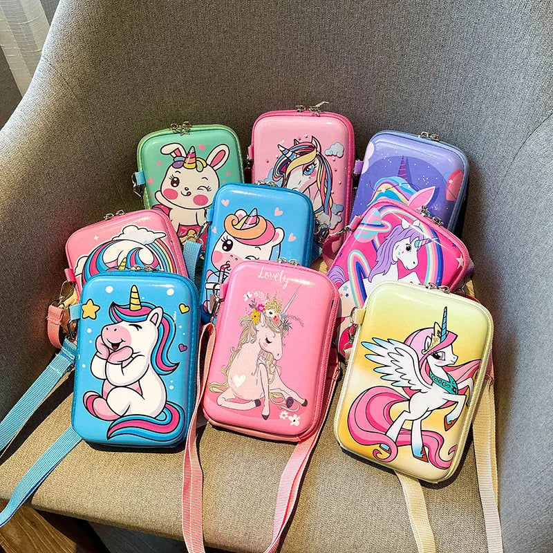 Cartoon Rainbow Pony Mobile Phone Bag Baby Unicorn Shoulder Messenger