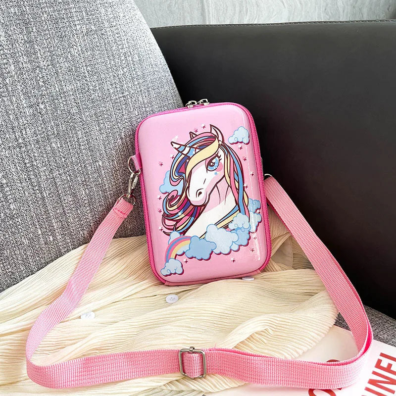 Cartoon Rainbow Pony Mobile Phone Bag Baby Unicorn Shoulder Messenger