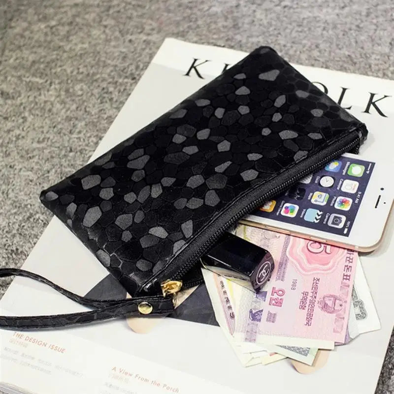 Marble Pattern Girls Wallet Zipper Change Purse Clutch Bag