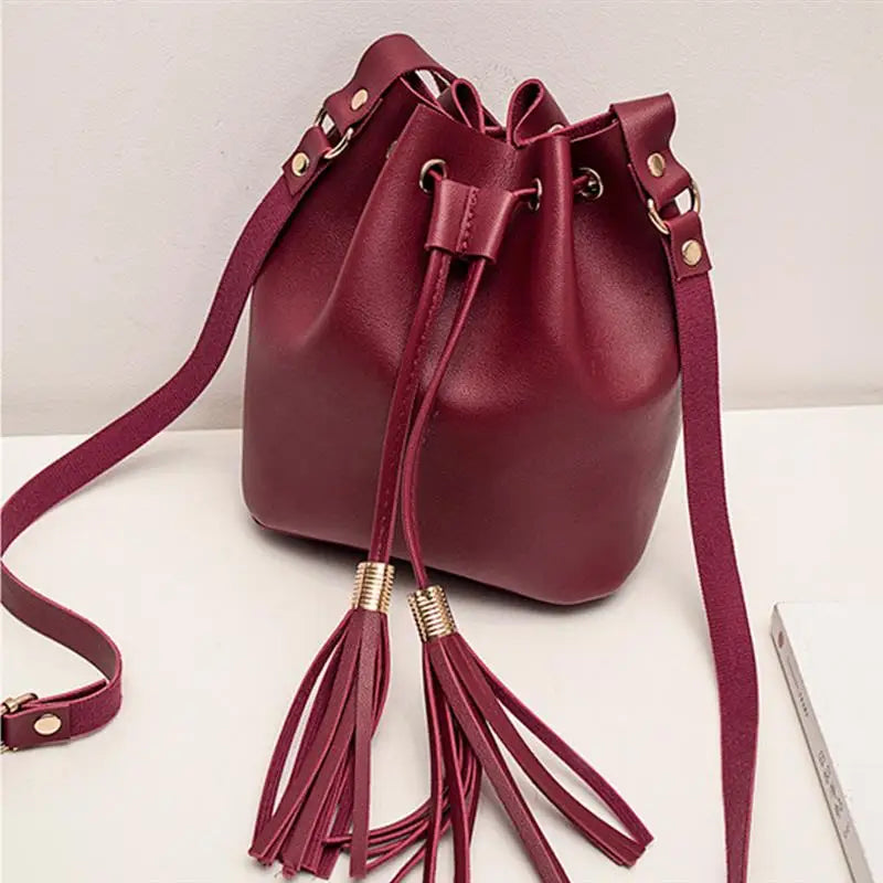 Tassel Bucket Shoulder Bag Women's Crossbody Purse