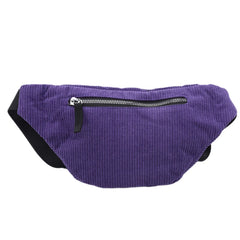 Corduroy Waist Bag Zipper Chest Bag Sport Travel Girl Waist Belt Bags