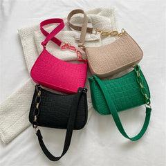 Crocodile Pattern Bags for Women Handbags Metal Chain PU Leather Lady Shoulder