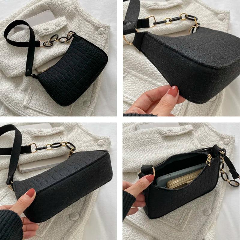 Crocodile Pattern Bags for Women Handbags Metal Chain PU Leather Lady Shoulder