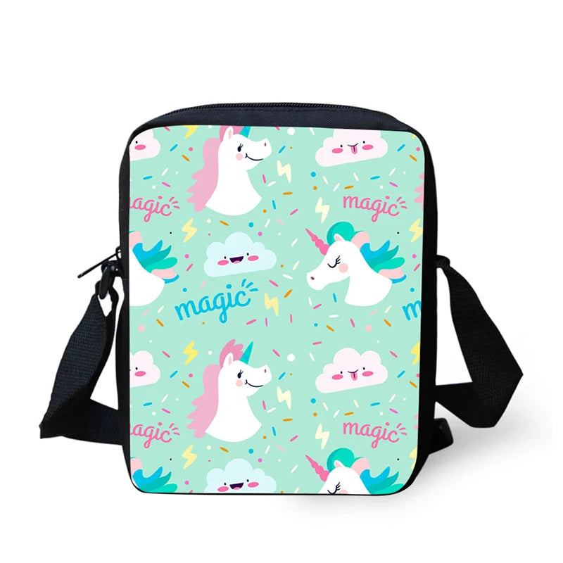 Girls' Unicorn Print Crossbody Bag, Small Messenger Shoulder Bag
