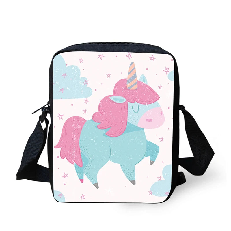 Girls' Unicorn Print Crossbody Bag, Small Messenger Shoulder Bag
