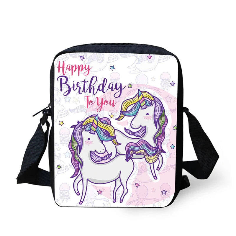 Girls' Unicorn Print Crossbody Bag, Small Messenger Shoulder Bag