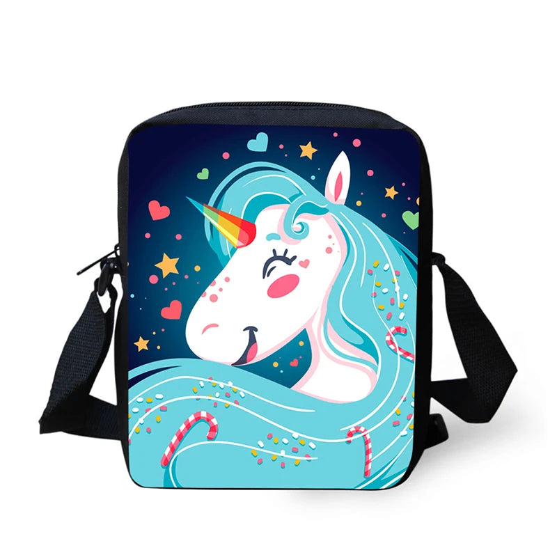 Girls' Unicorn Print Crossbody Bag, Small Messenger Shoulder Bag