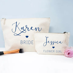 Heart Bridesmaid MakeUp Bag, Bride To Be Cosmetic Pouch, Wedding Proposal Gift