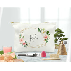 Floral Geometric Makeup Bag Bridal Shower Cosmetic Wash Bag