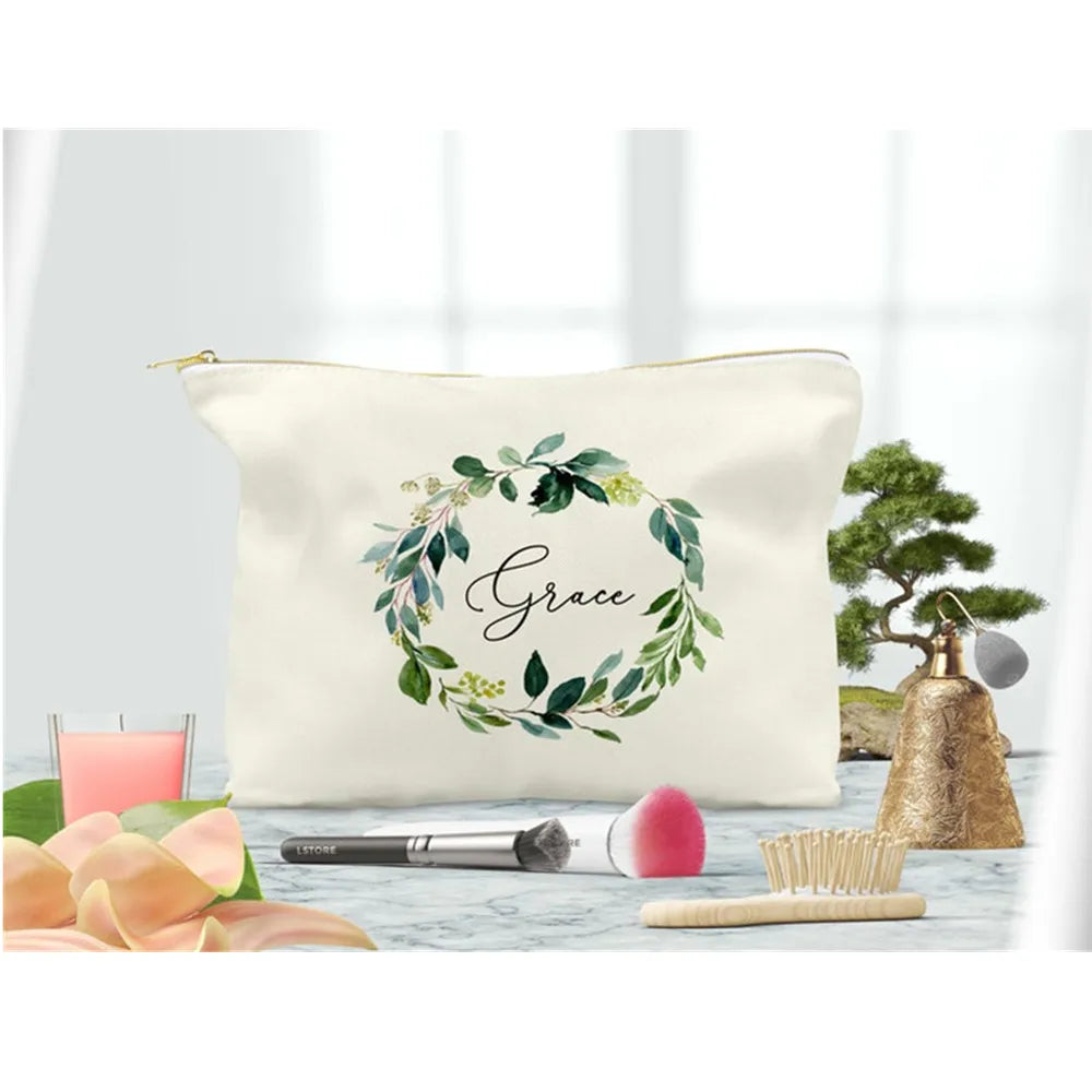 Floral Geometric Makeup Bag Bridal Shower Cosmetic Wash Bag