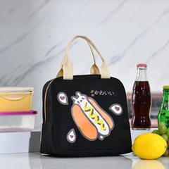 Cartoon Hamburger Dog Milk Lunch Bag Tote Thermal Food Bag Women Kids