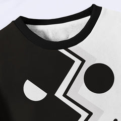 Splicing Face Pattern Crew Neck Sweatshirt for Girls Boys