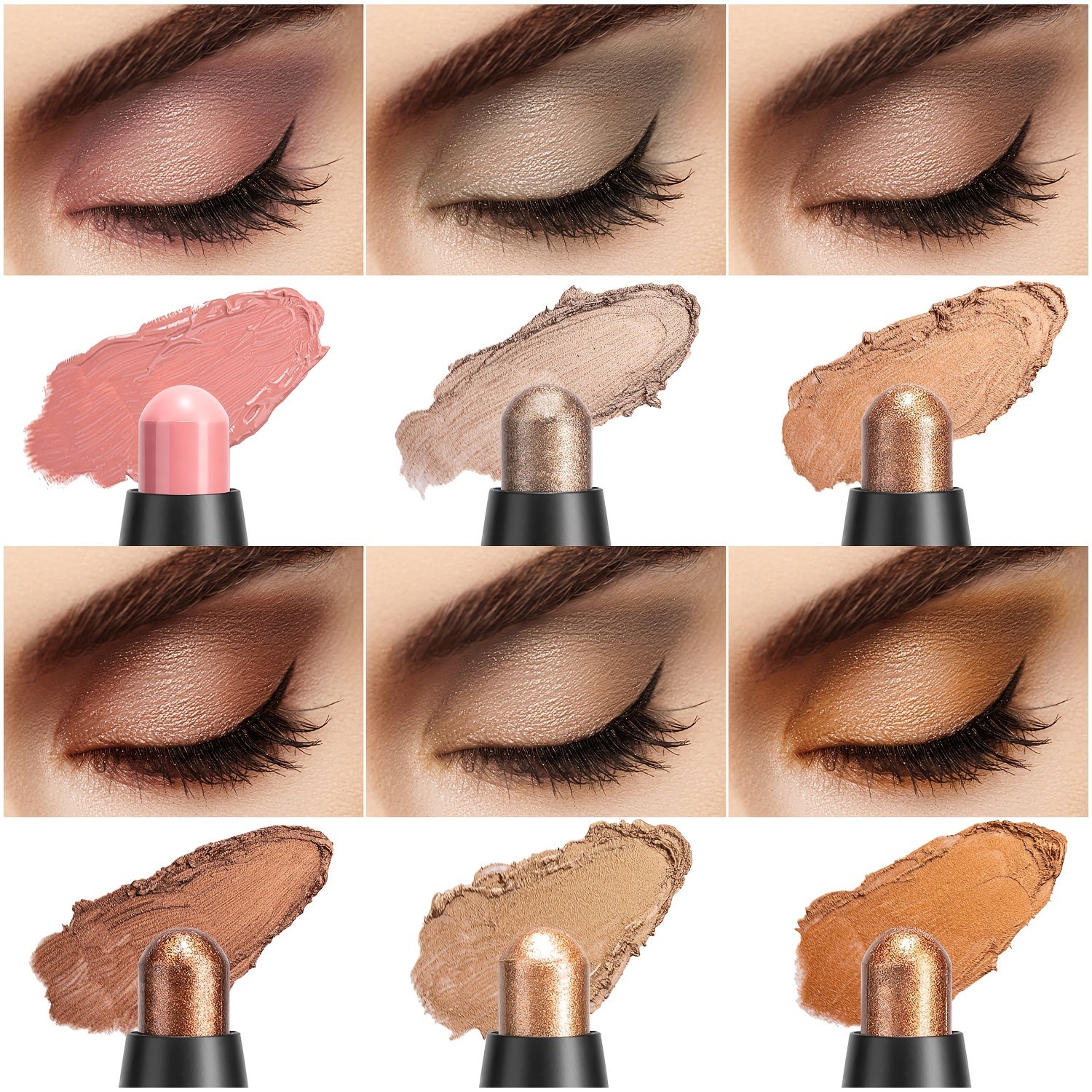 Metallic Eyeshadow Stick Set with Smudge Proof Sponge