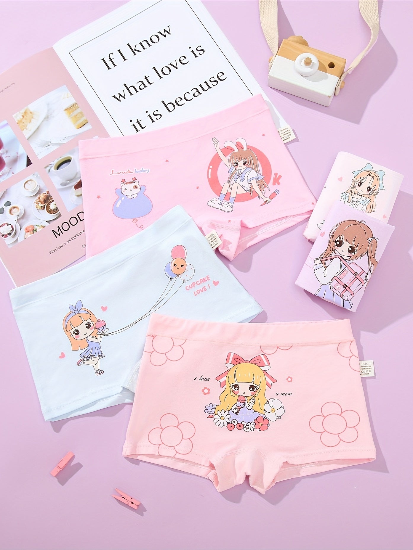 5pcs Princess Print Girl's Underwears Cotton Panties