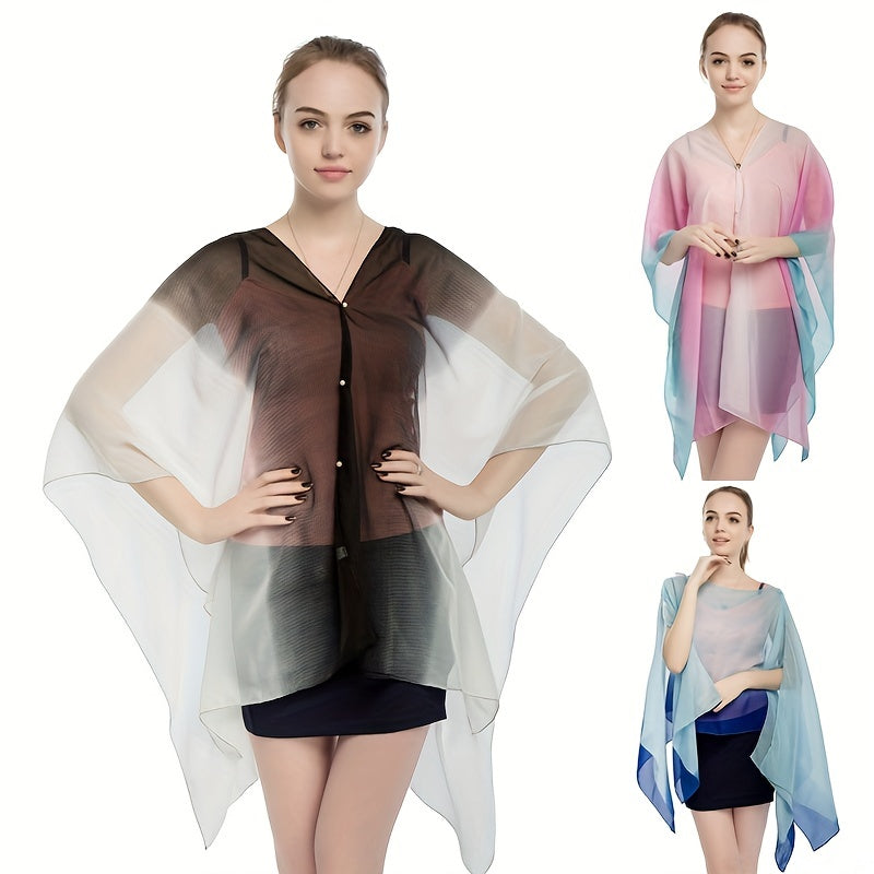 Gradient Chiffon Large Shawl Boho Loose Pullover Shawl