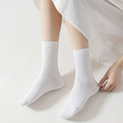 10 Pairs Plus Size Basic Crew Socks Women's Plus Solid Mid calf Socks