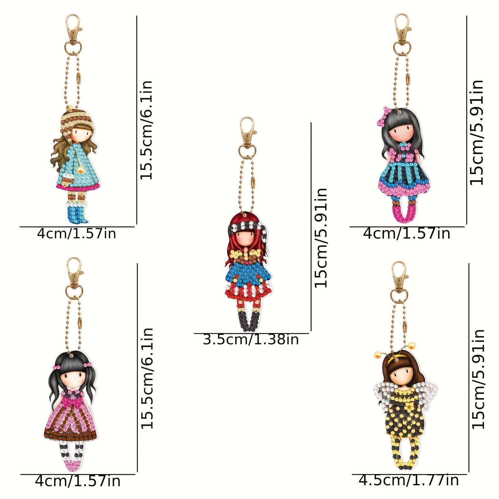 Girl Keychain Cartoon Animal Diamond Mosaic Backpack Pendant Kit