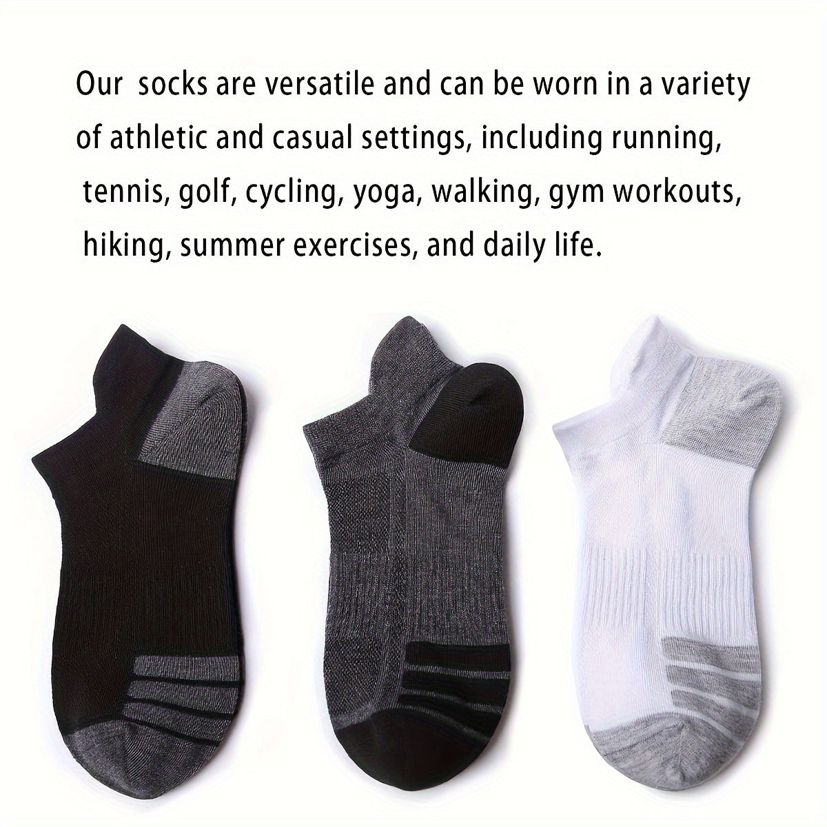 6 Pairs Sports Ankle Socks For Men Running Breathable