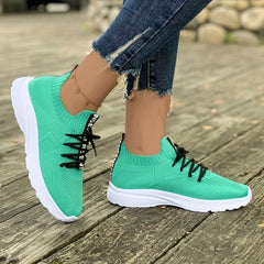 Women's Knit Sports Shoes Breathable Low Top Running Gym Casual Sneakers