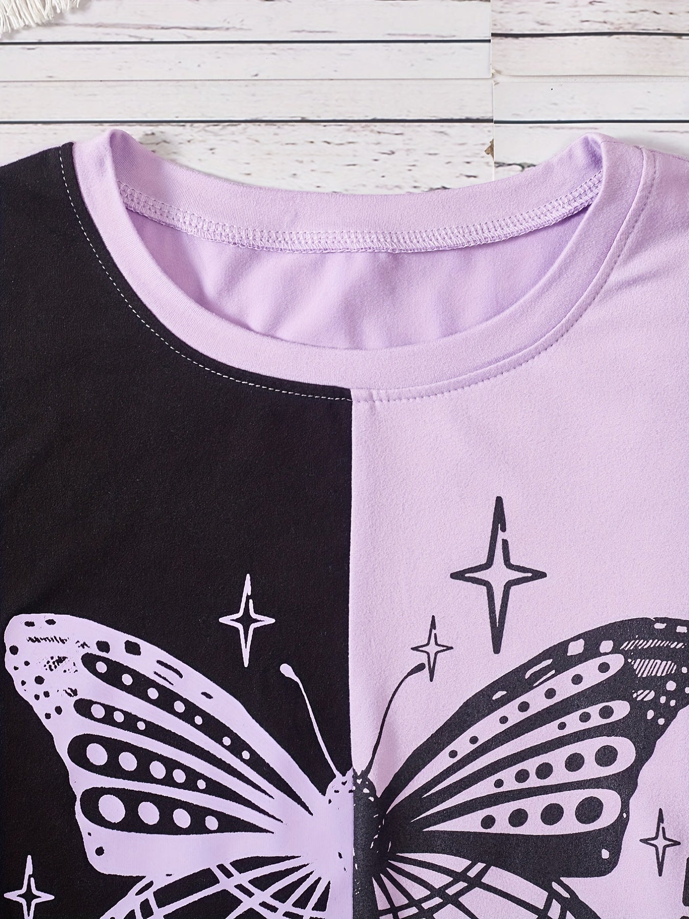 Girl's Butterfly Graphic Tee Top & Shorts Set