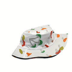 Mushroom Print Reversible Bucket Hat Fisherman Cap Sun Hats