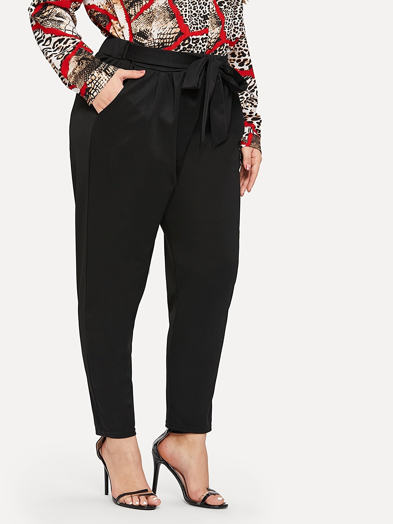 High Rise Skinny Pants Workwear With Belt