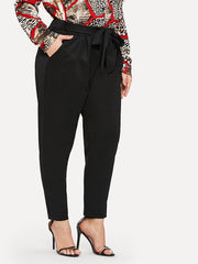 High Rise Skinny Pants Workwear With Belt