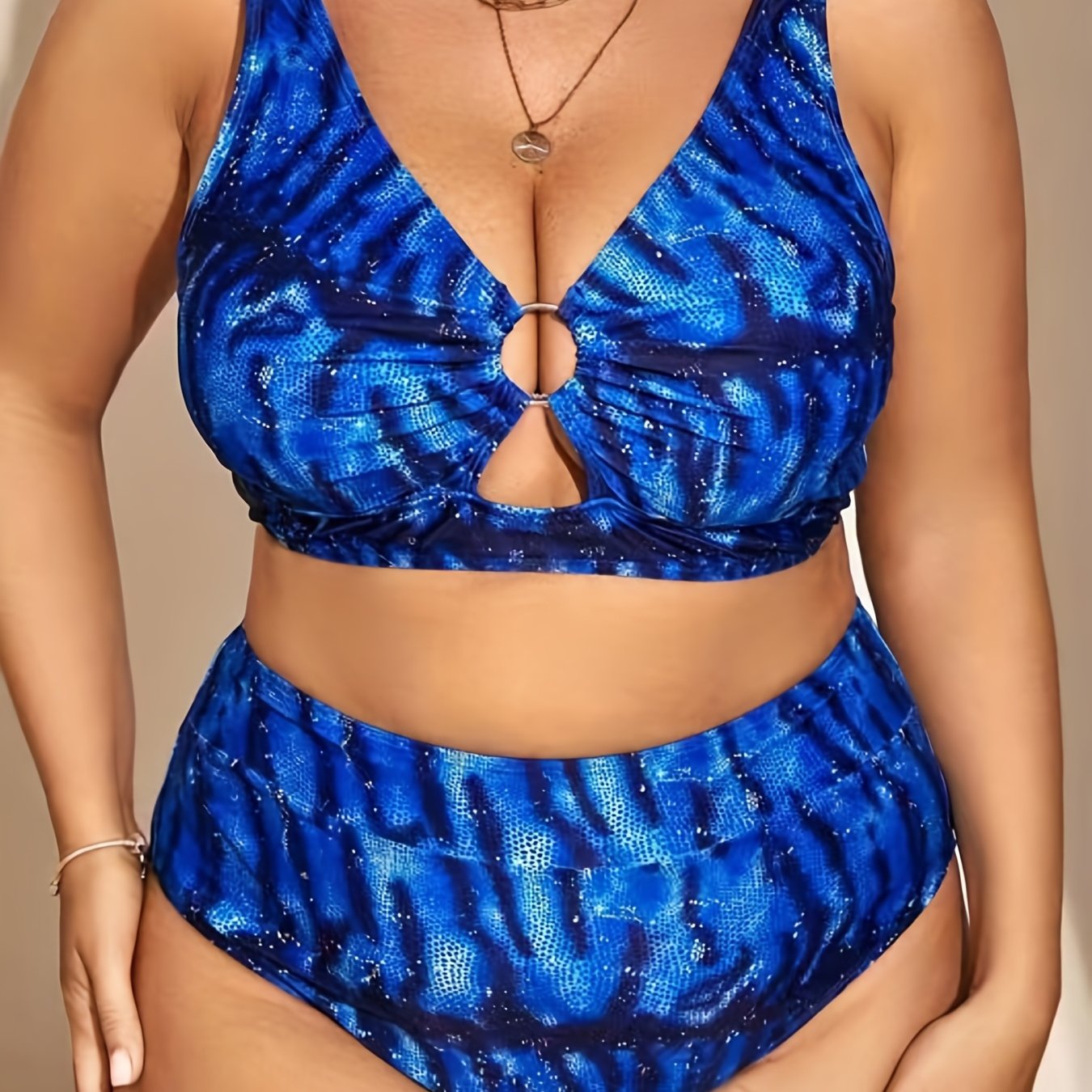 Snake Print Cut Out Bikini Set