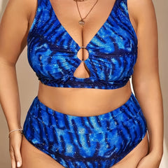 Snake Print Cut Out Bikini Set
