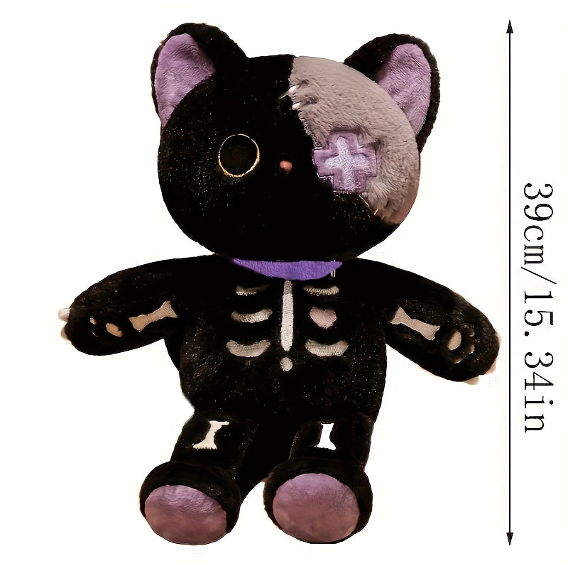 35in Skeleton Cat Plush Toy Soft Stuffed Doll Halloween Gift