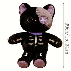 35in Skeleton Cat Plush Toy Soft Stuffed Doll Halloween Gift
