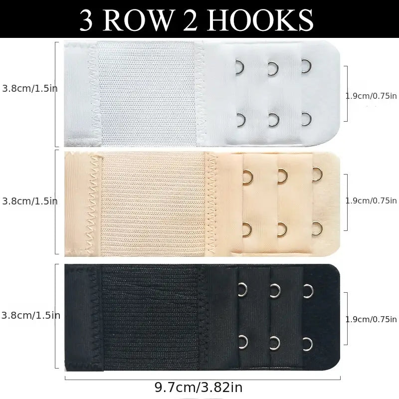 3 Pcs Hook Bra Extenders Adjustable Bra Band Women's Lingerie Accessories