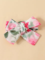 Baby Girls Letter Triangle Bodysuit Floral Bow 3pcs Set