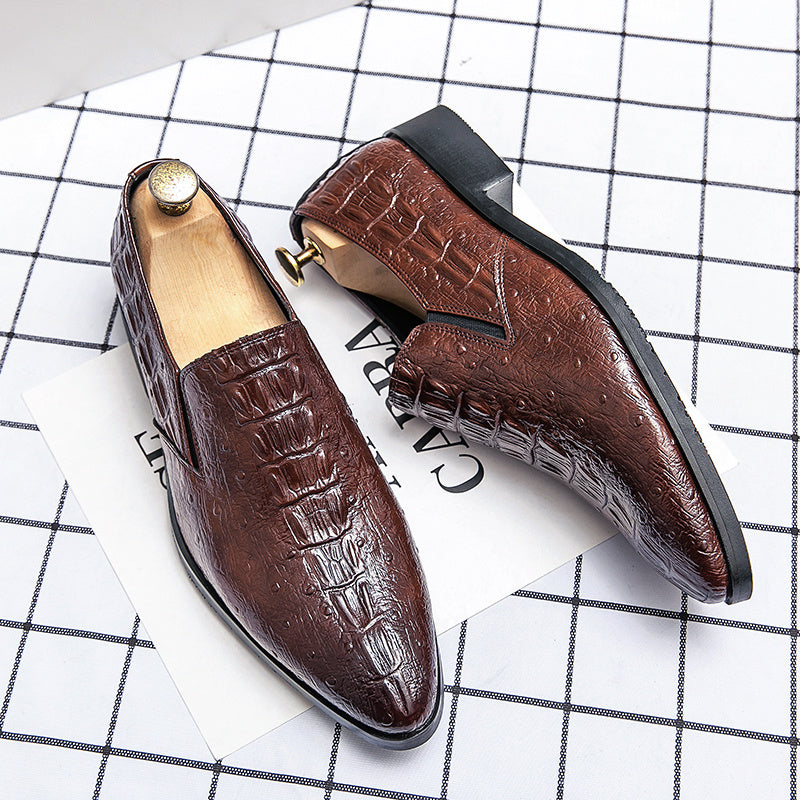 Men's Crocodile Print Pointed Toe Loafer Shoes Slip On Dress Shoes
