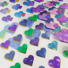 4 Sheets Laser Heart 3D Stickers - Dynamic Heart Theme