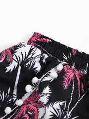 Coconut Tree Print Bow Knot Front Plus Size Vacay Shorts Women's Plus