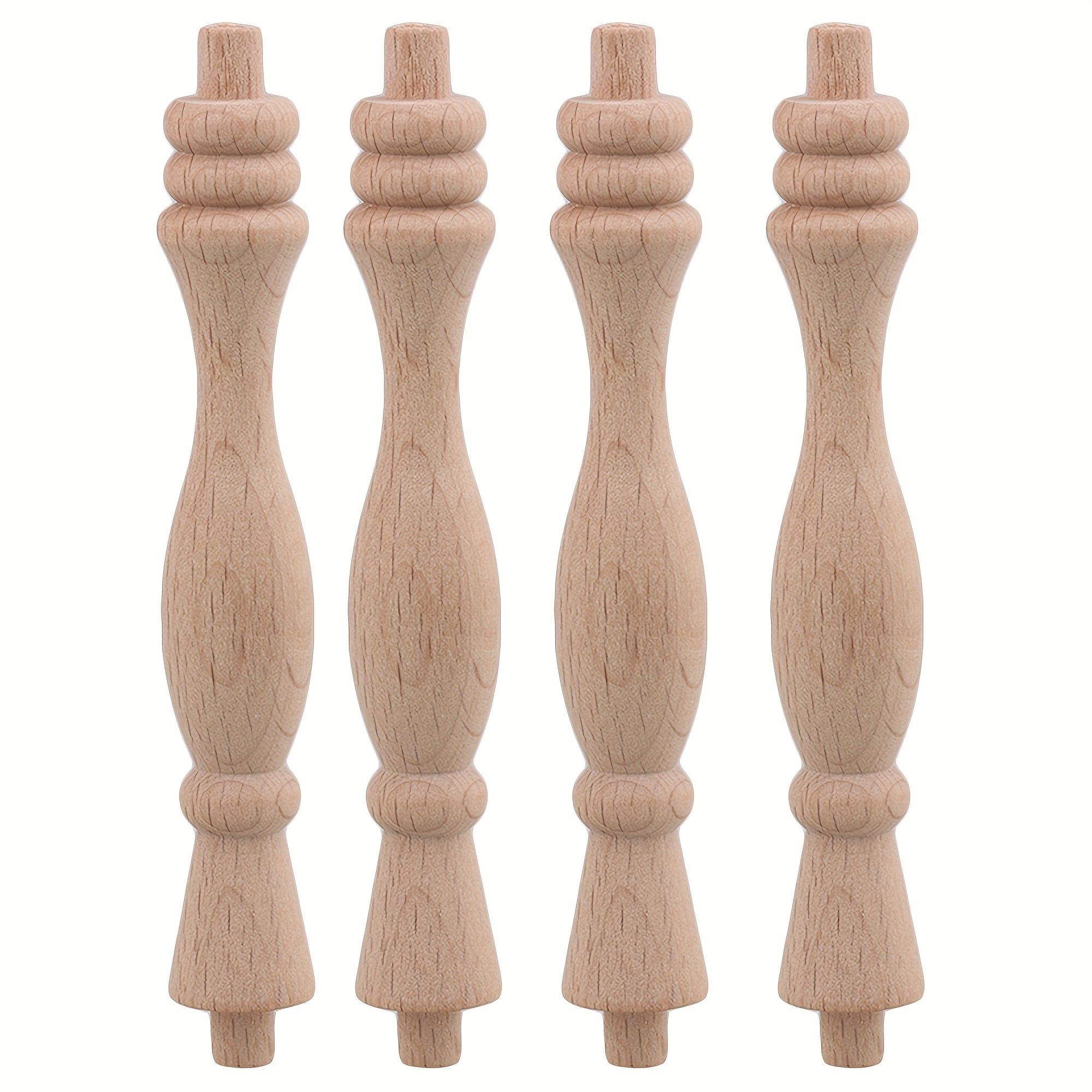 4pcs Solid Wood Porch Bridge Unpainted Wood Craft Spindles Baluster