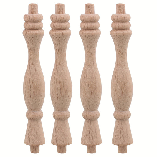 4pcs Solid Wood Porch Bridge Unpainted Wood Craft Spindles Baluster