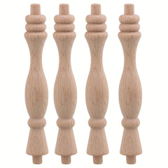 4pcs Solid Wood Porch Bridge Unpainted Wood Craft Spindles Baluster
