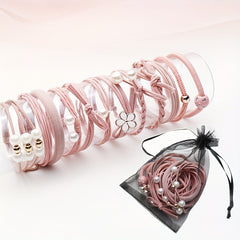 12pcs Faux Pearl Elastic Hair Ties for Girls