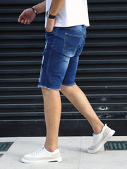 Men's Ripped Denim Shorts Casual Street Style Distressed Denim Shorts